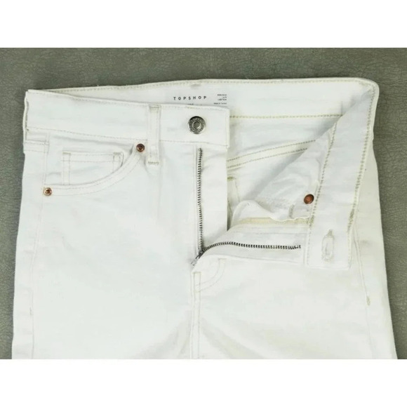 Topshop 25X26 Jamie Women's White Denim Jeans Tan Stitch Accent - Picture 7 of 10